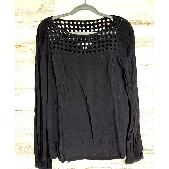 Diane Von Furstenberg Tops - Diane Von Furstenberg Womens 4 Black Eyelet Boho Blouse Luxe Viscose Top Work